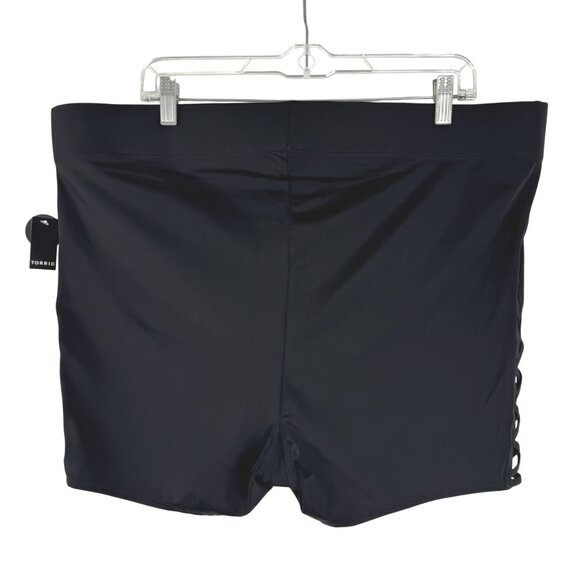 Torrid‎ High Rise Strappy 3.5" Swim Shorts Bottom 3X Black Solid NWT SW-2084 - Picture 4 of 11